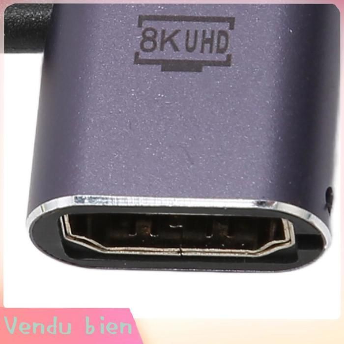 Adaptador Garosa Mini HD a HD de ángulo izquierdo, adaptador HD de ángulo izquierdo con soporte para proyector de vídeo de 48 Gbps