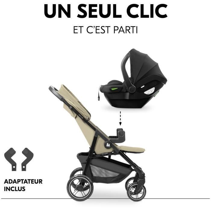 HAUK - 2-in-1 Shop N Care reisset - Kinderwagen + autostoeltje + adapters - 4 wielen - Olijfgroen