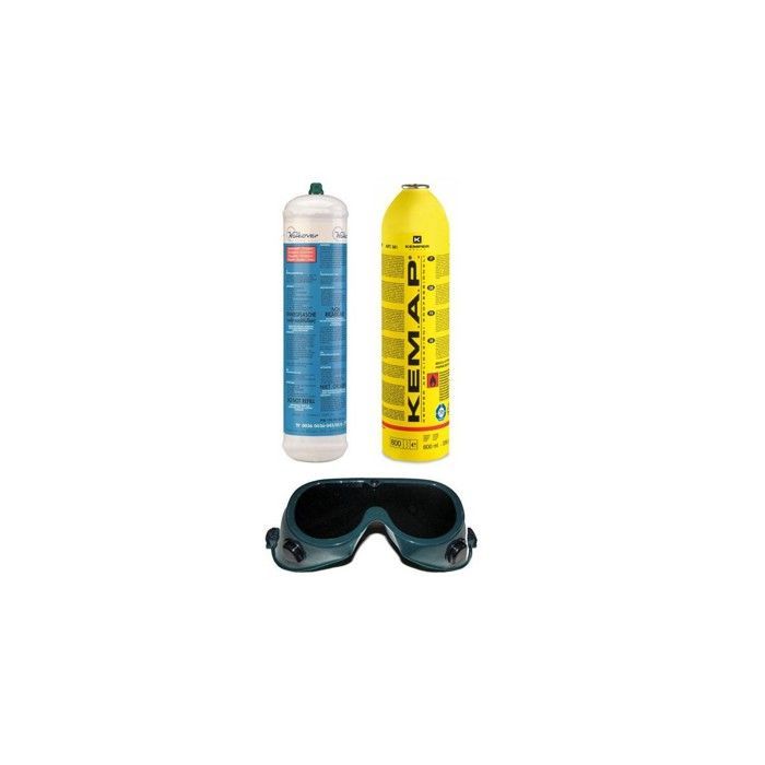 Soplete de gas dual de 110 bar, oxígeno/propano con 2 boquillas, kit completo OXYKIT 555K KEMPER