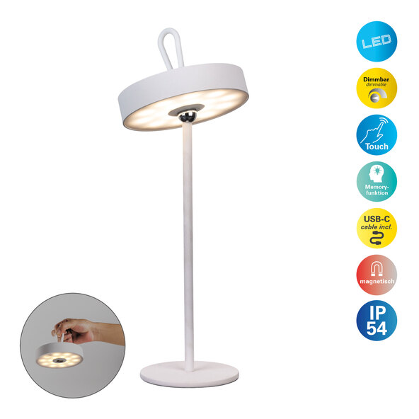 ELLA LED rechargeable table lamp, white