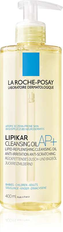 Óleo de limpeza suavizante La Roche-Posay Lipikar Huile AP+, repõe os lipídios e combate irritações.