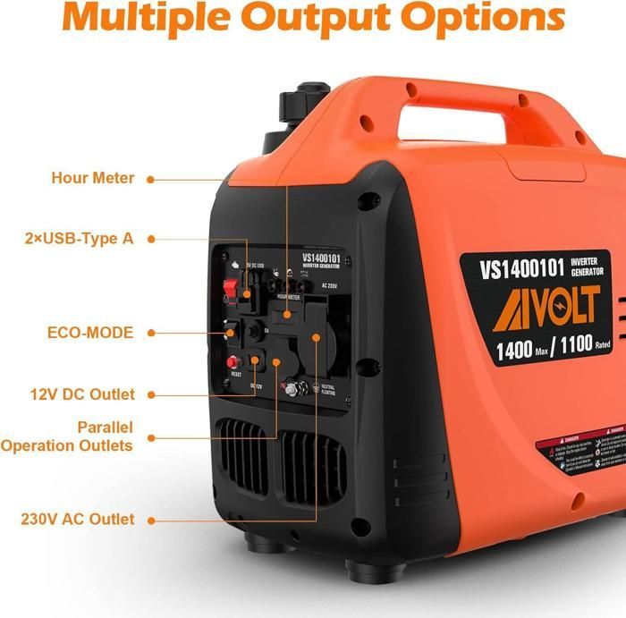Generator - BAZARLAND30 - 1400W - Silent - AC 230V/DC 12V/USB Outlets - Portable
