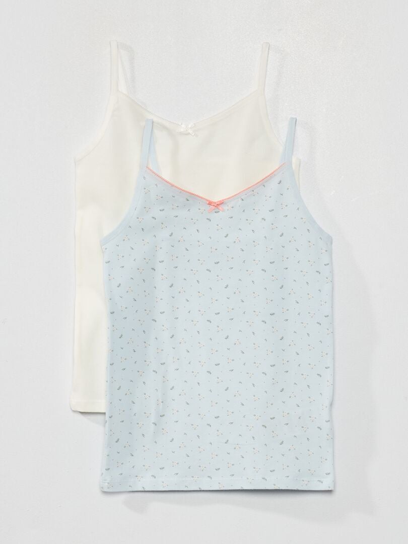 Conjunto de 2 regatas de algodão elástico - AZUL