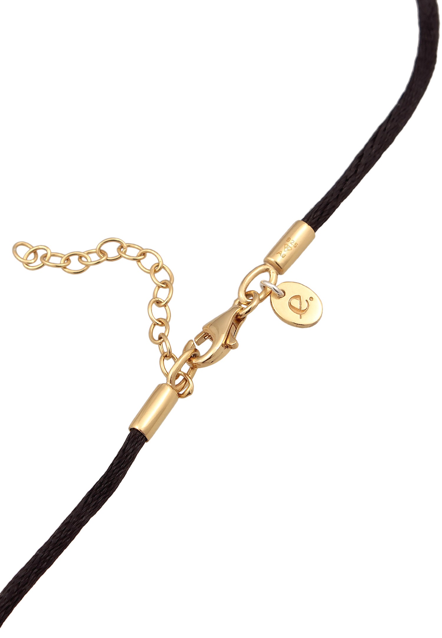 Elli PREMIUM Elli PREMIUM Collier Femmes Choker goutte pendentif en satin avec quartz rose en argent sterling 925 plaqué or
