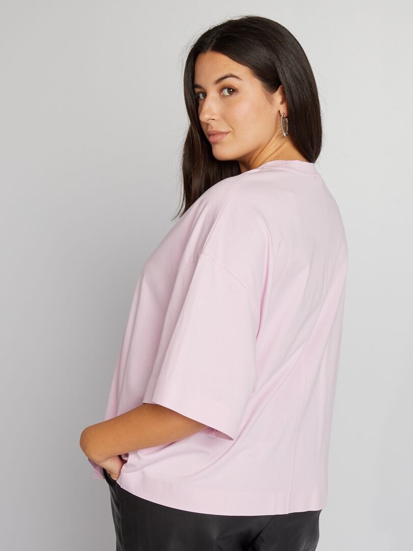 Camiseta folgada de manga curta - ROSA