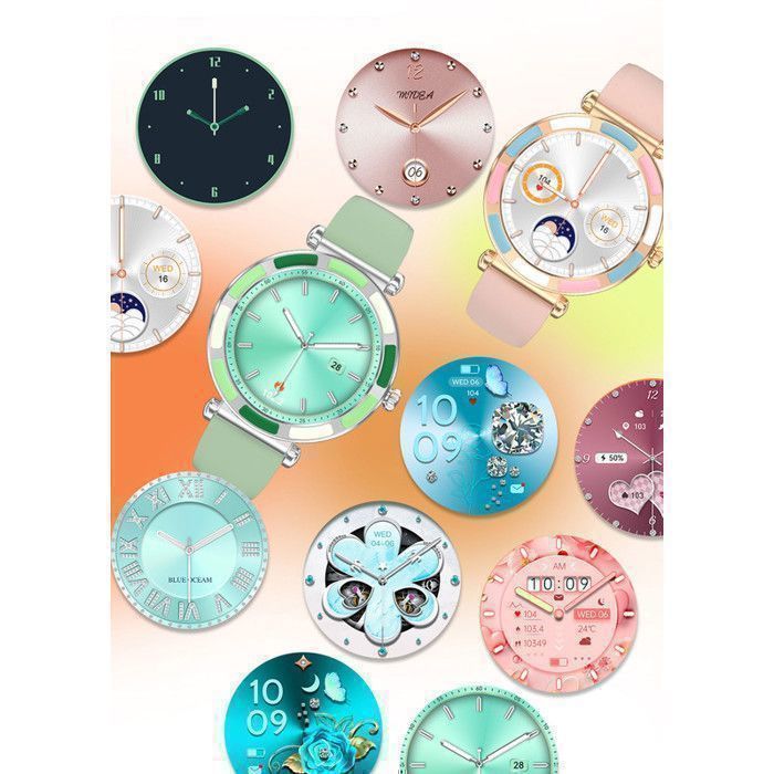 XTRADITECH Women's Smartwatch, Sport Alloy, Diamond Cut, Multicolor Rhinestones, Gold, Rose Gold, Blue, Round, 1.27