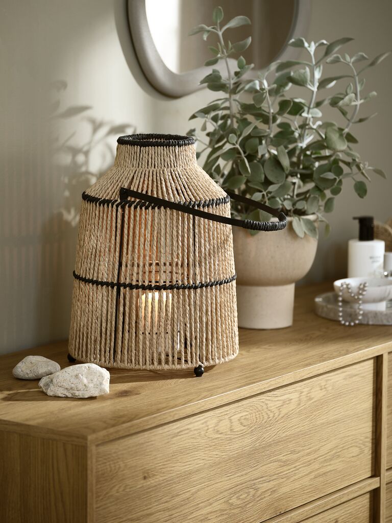 Sviečkový lampáš MAALTHE Ø27xV35cm prírodná/čierna