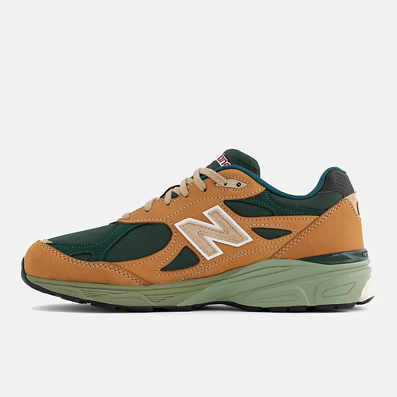 Men's, Made in the USA 990v3 - Light Brown with Green