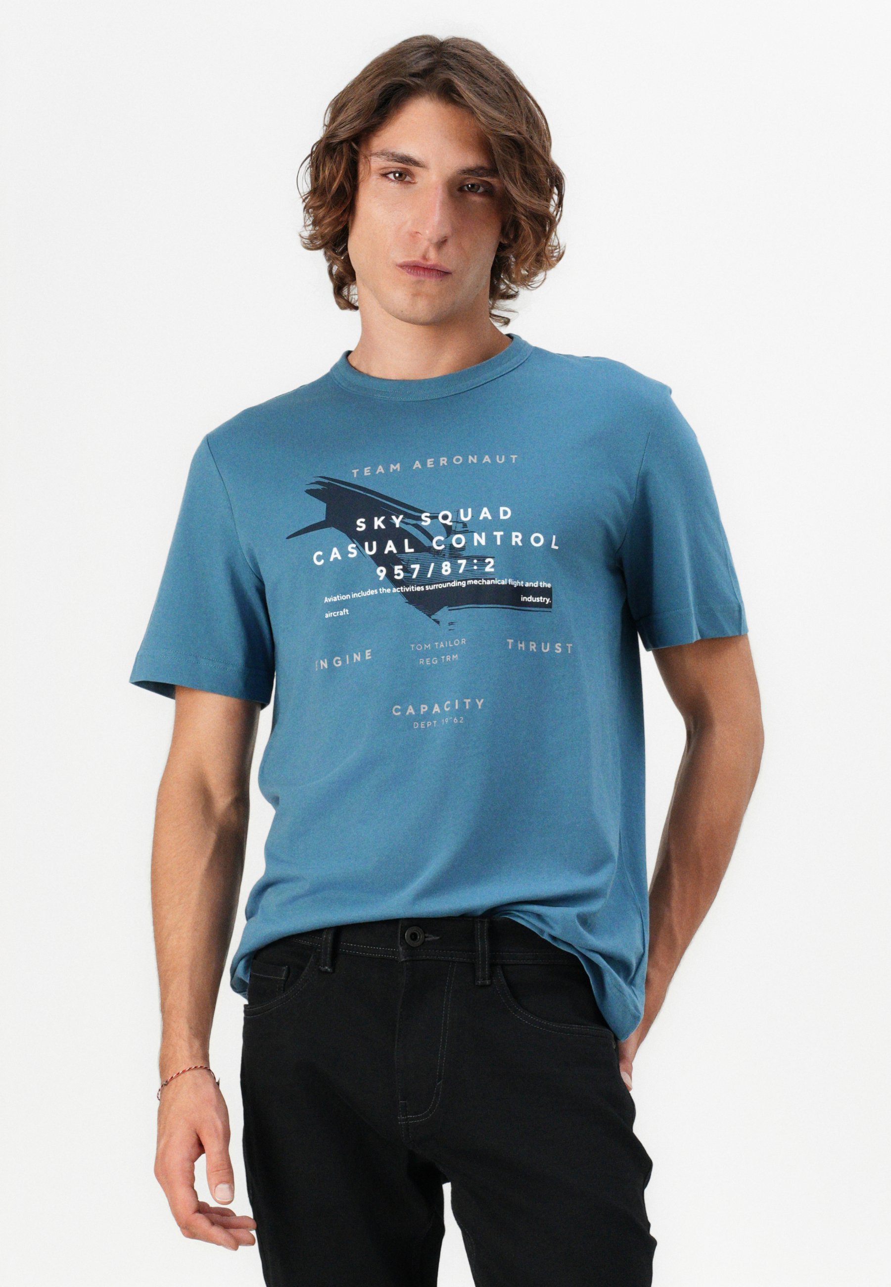 TOM TAILOR Print T-shirt - echt tealblauw