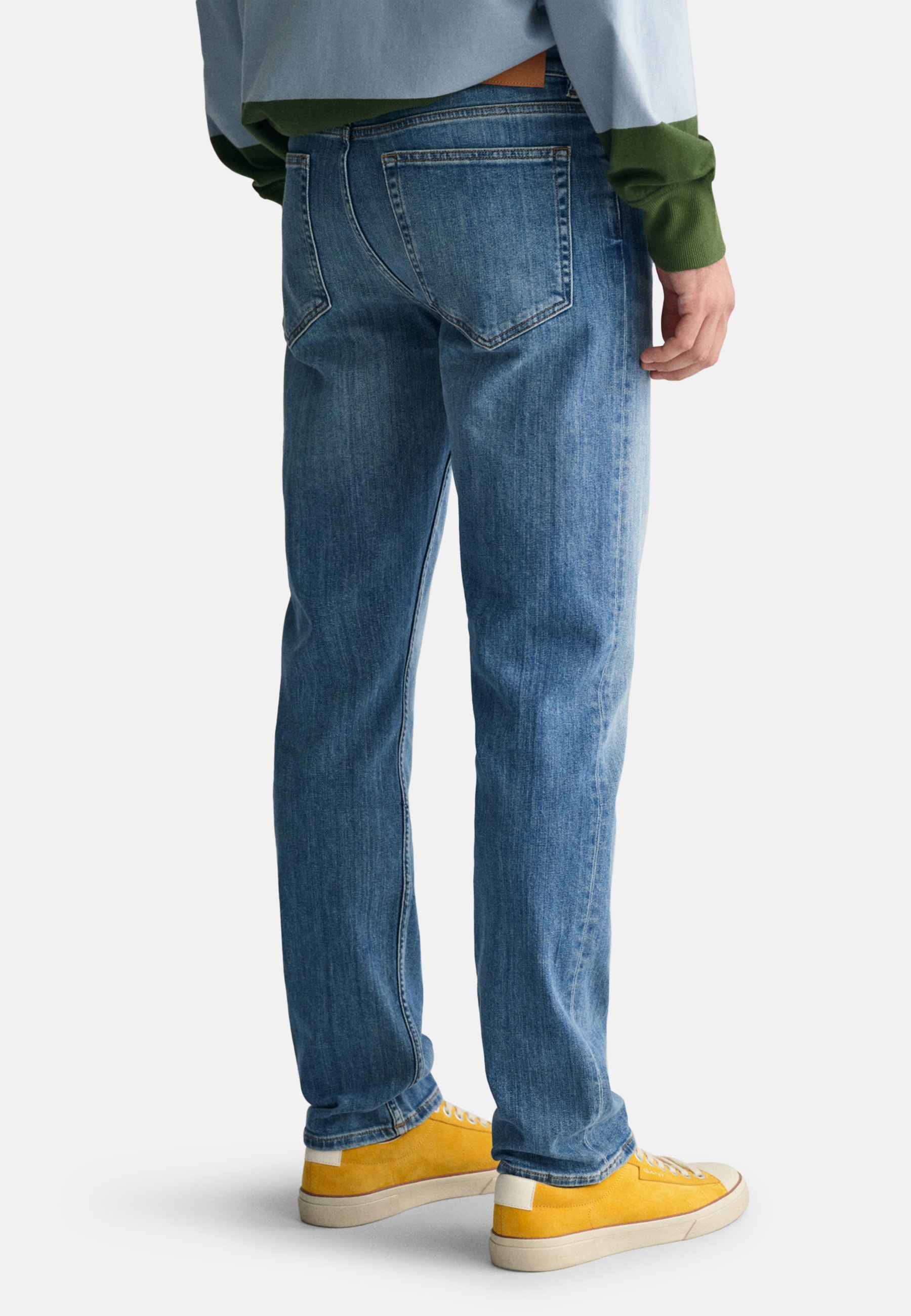 GANT REGULAR - Calça jeans reta - azul médio com efeito desgastado
