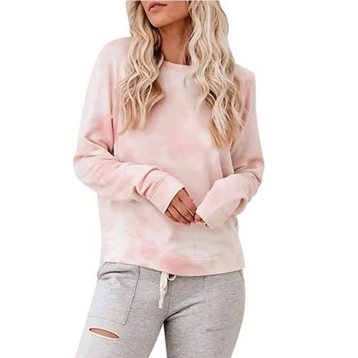 Sweat shirt femme - LEOCLOTHO - Tie-dye manches longues - Col rond - Coton épissage