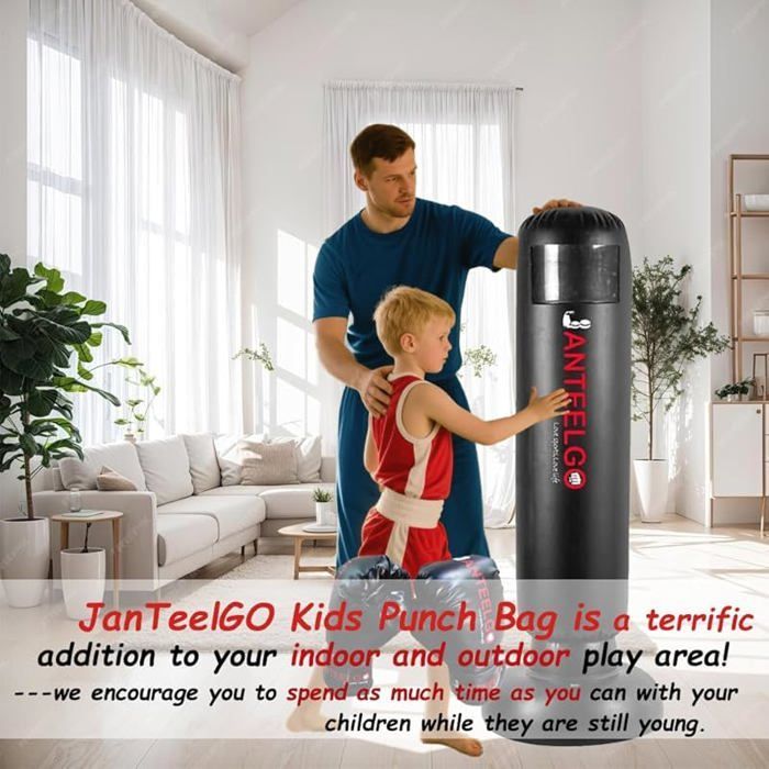 Saco de boxeo infantil con guantes: Saco de boxeo inflable JanTeelGO de 150 cm para niños, ideal para kárate - Saco de boxeo infantil-B1