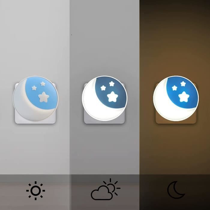 Luz nocturna infantil enchufable - Paquete de 2 - Sensor crepuscular - Diseño de estrella