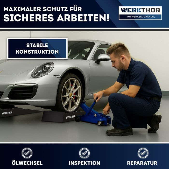 WERKTHOR Rampe de chargement auto extra plate 3T - Lot de 2 rampes voiture sport & véhicules rabaissés