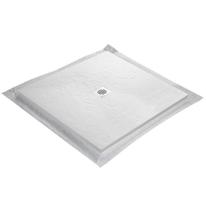 Base de duche - U-TILE - branca, 70 x 70 cm, efeito ardósia de alta densidade - grelha quadrada centrada
