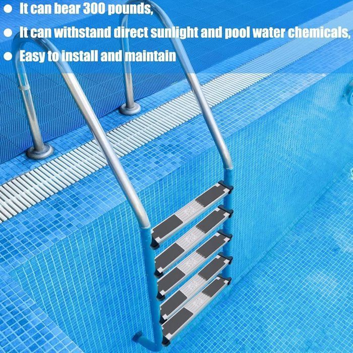 Escaleras de piscina de acero inoxidable resistentes, accesorios versátiles, soluciones duraderas para escalones de piscinas y spas.