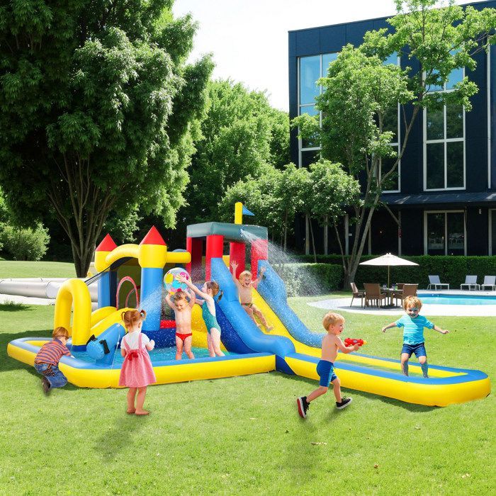 Inflatable castle - AIYAPLAY - blower included - water park with slides, trampoline, climbing wall, cannon, basketball hoop