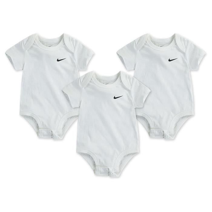 Conjunto de 3 macacões para bebê - NIKE - Swoosh - 3 meses - Branco - 100% algodão