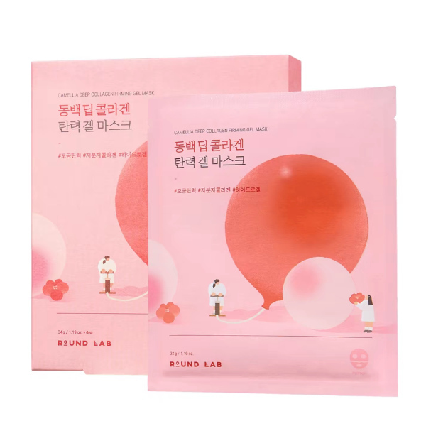 Zpevňující gelová maska Round Lab Camellia Deep Collagen Firming Gel Mask Pack (4 masky)