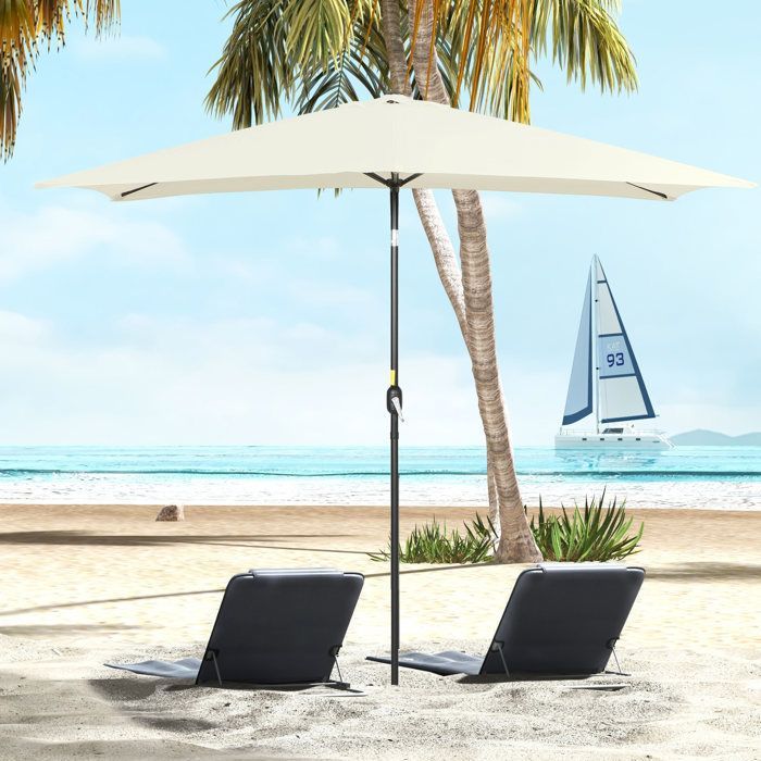 Outsunny - Parasol - Metaal - 294x198x255cm - Crème