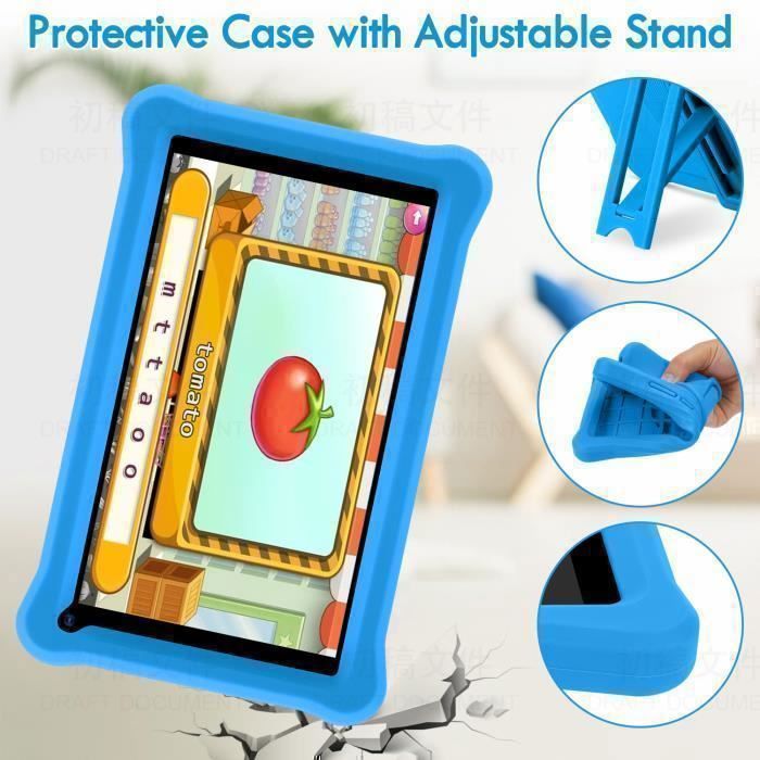 Tablette enfants SUMTAB 7 pouces Android 11 8Go RAM 64Go ROM bleu avec étui antichoc