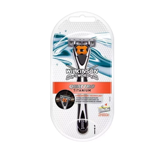 Wilkinson Quattro Titanium Core Motion maszynka do golenia dla mężczyzn rączka   1 wkład