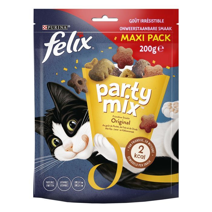 FELIX Party Mix Original : Poulet, Foie, Dinde - 5x200g - Friandises pour chat
