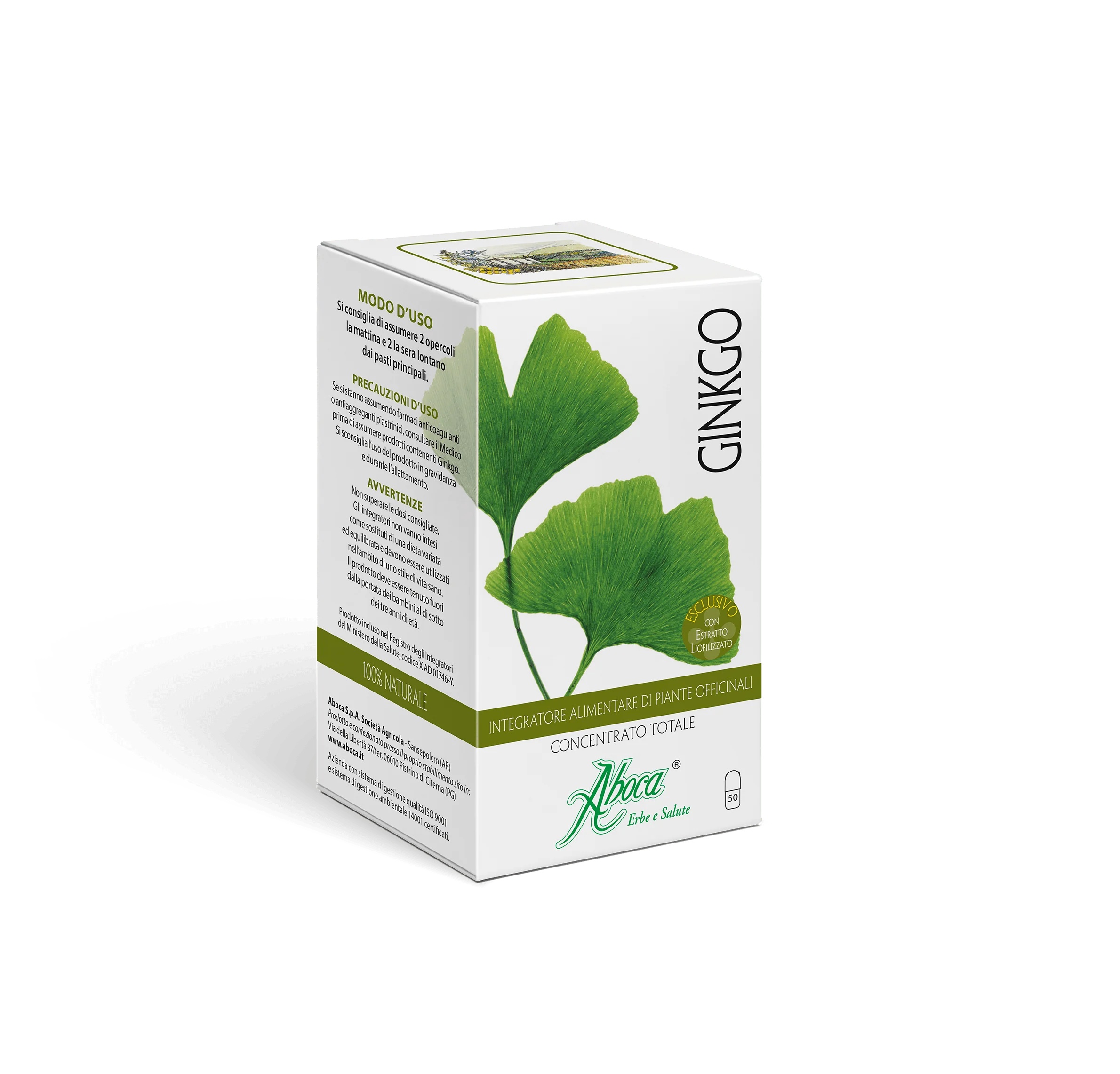 ABOCA Aboca Ginkgo Totaal Concentraat 50 capsules Voedingssupplement voor geheugen en concentratie