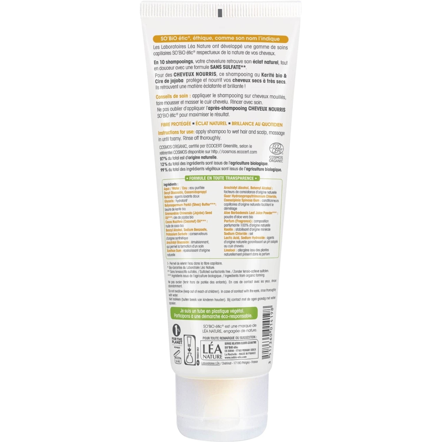 SO BiO étic Shampooing cheveux nourris, Karité bio & Cire de jojoba