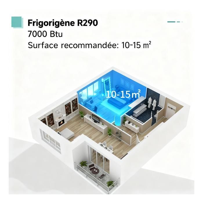 Climatiseur mobile 3-en-1 – 7 000 BTU, avec minuterie 24h, télécommande et fonction déshumidification, pour pièce de 10-15 m²