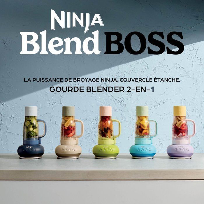 Frullatore - NINJA - BlendBoss DB351EUST - 1200 W - 3 programmi - Bicchiere da 760 ml con manico - Senza BPA - Minerale