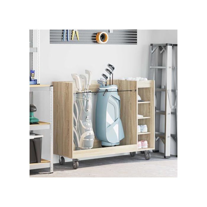 Armario para guardar material de golf - vidaXL - Roble Sonoma - 120x45x98 cm - Gran capacidad de almacenamiento - 4 ruedas