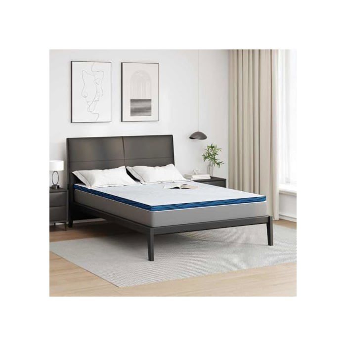 Cubrecolchón de espuma viscoelástica - vidaXL - 140x200x6 cm - Blanco - Tejido jacquard - Espuma viscoelástica