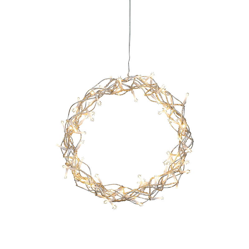 Hem Silverkrans med LED-ljus Diameter 30 cm
