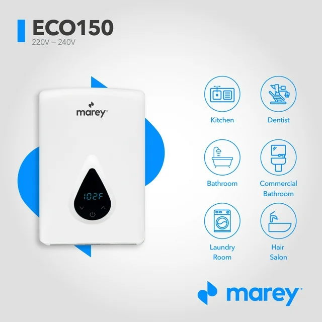Marey ECO150 220 Volt elektrische doorstroomboiler met SMART-technologie.