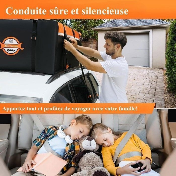 Bolsa de techo para coche Sailnovo - 425L - Cofre de techo plegable - Bolsa de techo impermeable, 1000DPVC, resistente a desgarros, duradera
