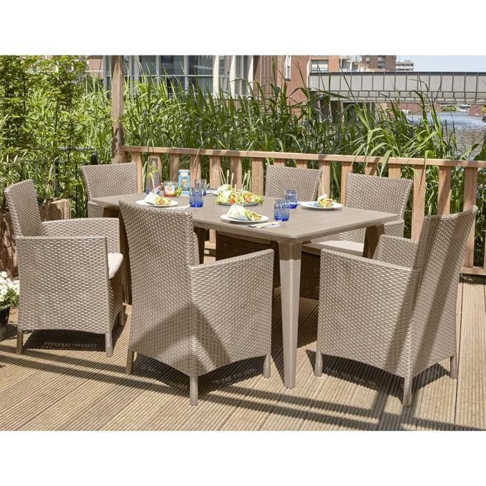 Fauteuil de jardin - Allibert by KETER - IOWA - En résine imitation rotin tressé - Coloris : cappuccino - Avec coussin