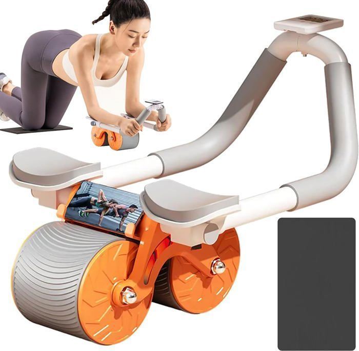 AB Roller, Abdominal Wheel, Automatic Abdominal Wheel with Timer and Training Mat, for Beginners, 4D Plank for Body