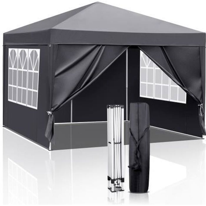Cenador de jardín, cenador plegable emergente de 3x3 m con 4 paneles laterales - Tienda impermeable, protección solar UV 50+