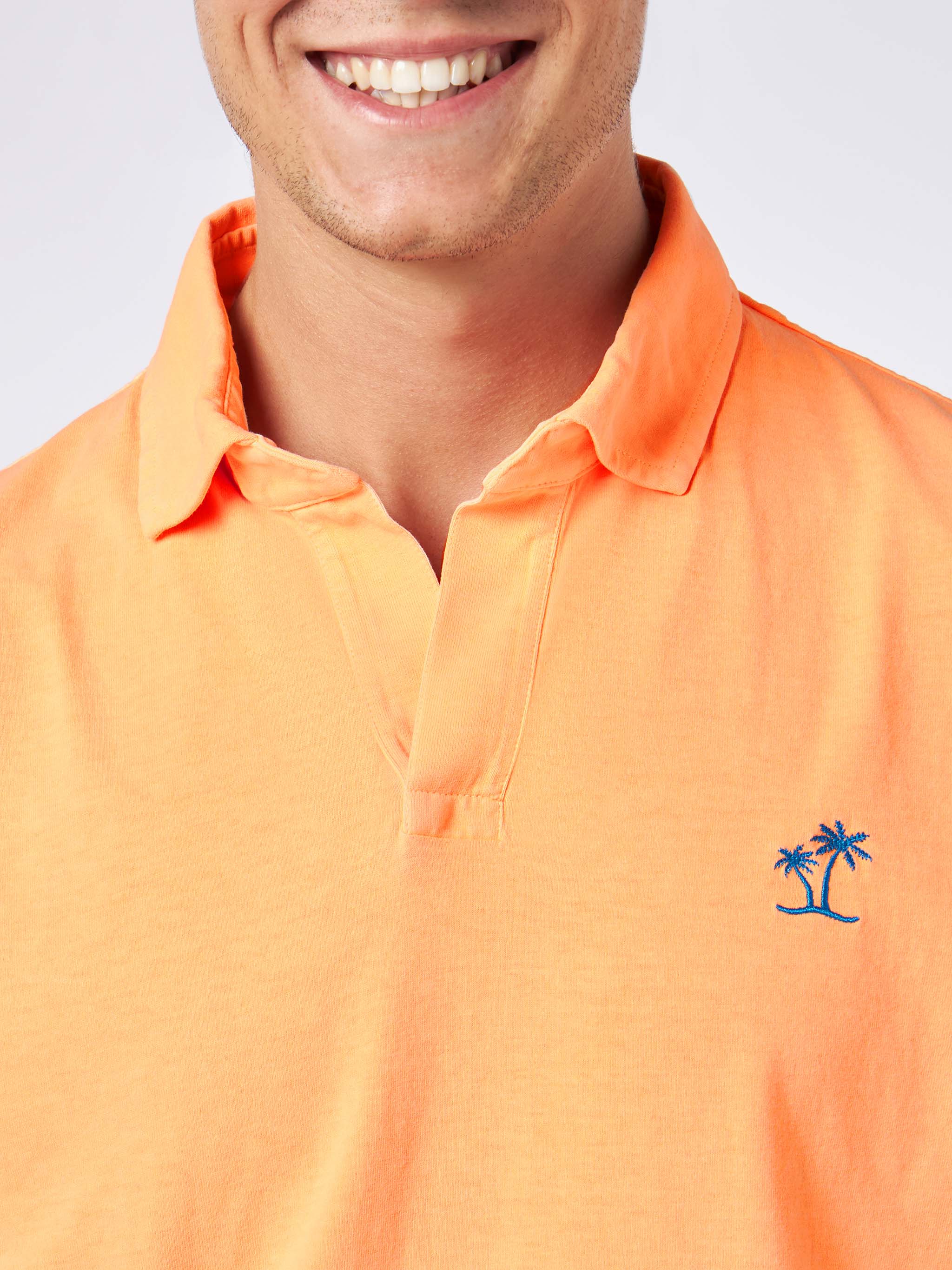 Orange herrpikétröja i bomullsjersey