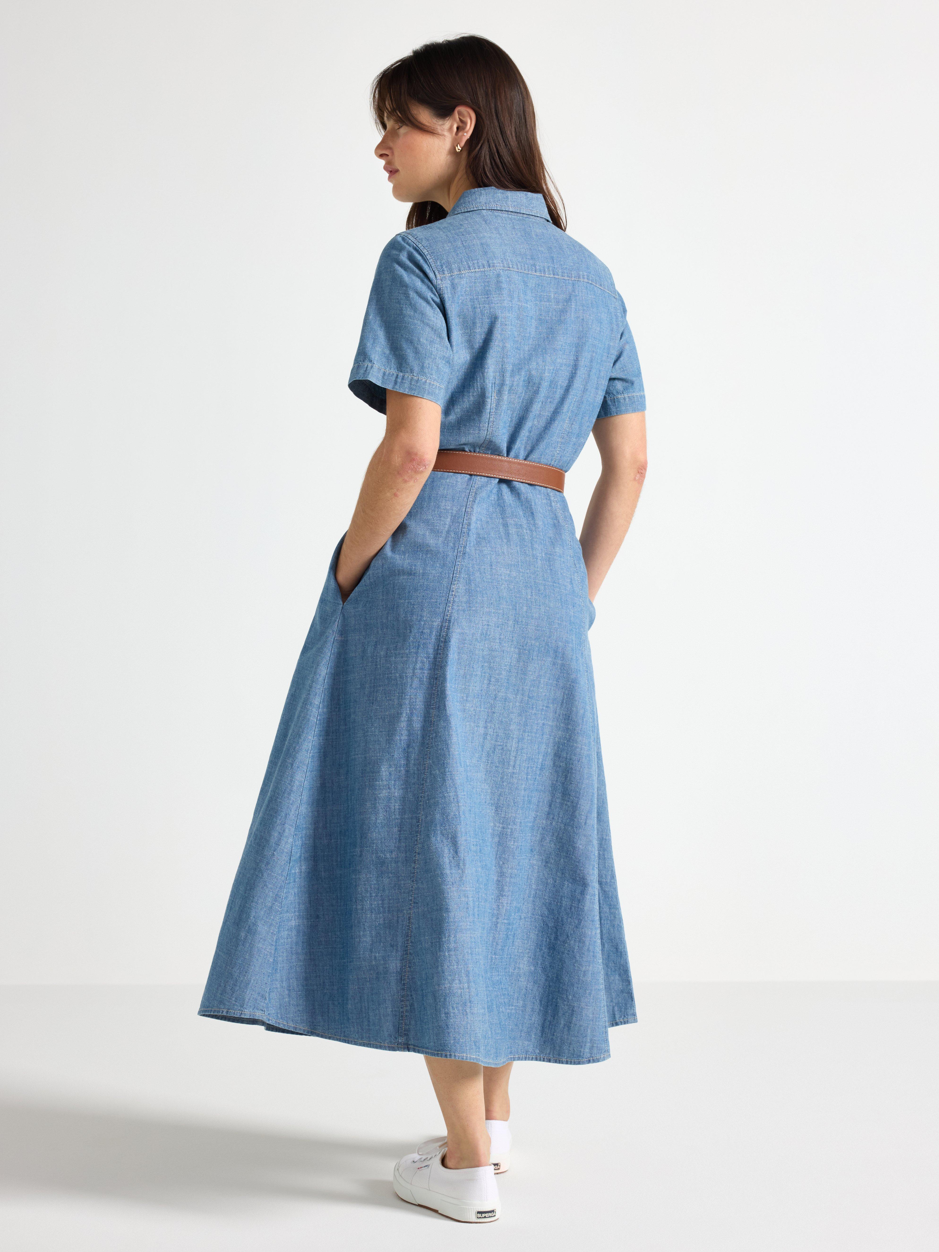 Vestido camisa chambray azul chambray