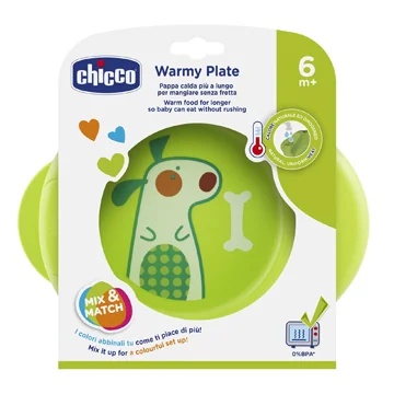CHICCO Chicco assiette Pappacalda 6M+ gris/vert Garde au chaud