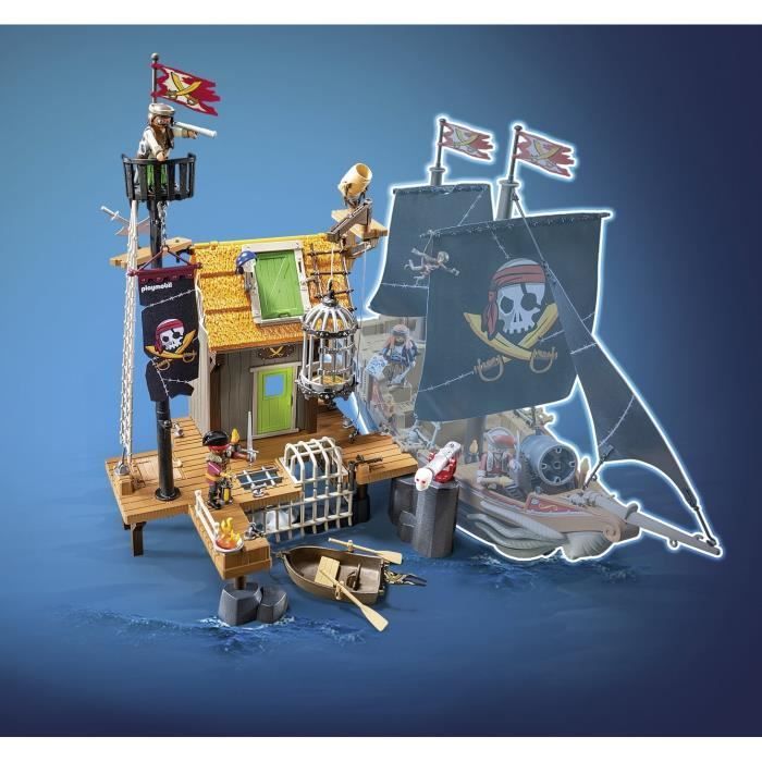 PLAYMOBIL 71792 Pirate Port with Hideout, Prisons and Cannon, 165 pieces, Pirates, Ages 4+