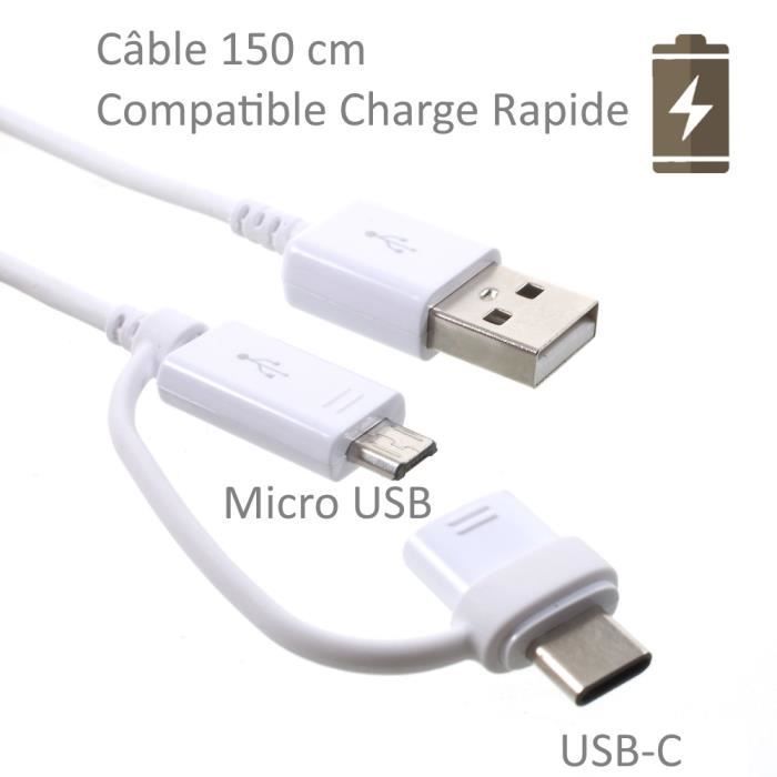 Cargador USB - SAMSUNG - ETA-U90EWEG - 2A - Cable de 150 cm de largo - Compatible con Galaxy A7 2018