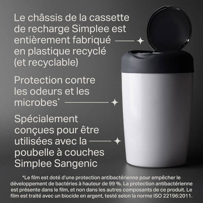 Recambios para el contenedor de pañales Sangenic de Simplee Sangenic, protección contra olores y gérmenes, paquete de 3
