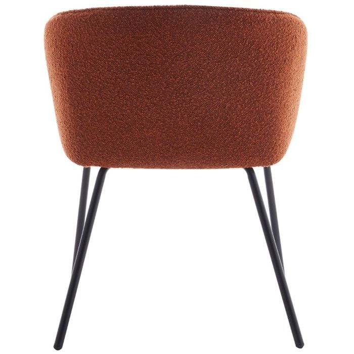 Juego de 2 sillas de comedor en tela bouclé color óxido, patas negras - Swann