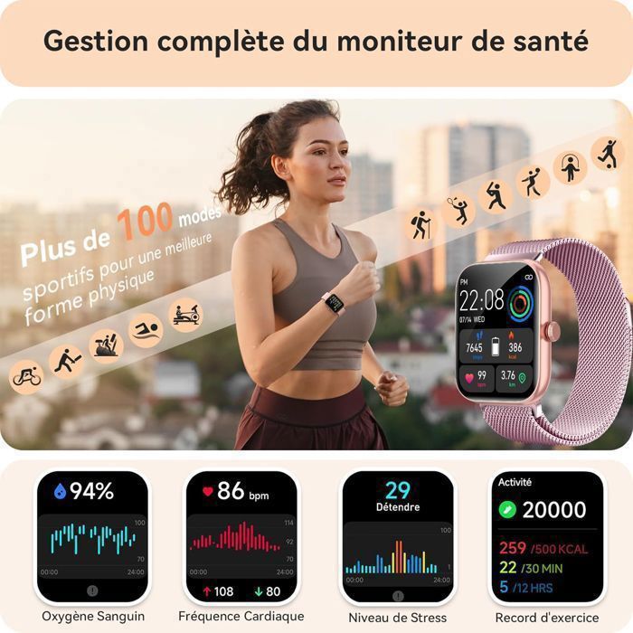 Montre connectée - WENZYLIQUOX - ATS3085L - Écran 1,91
