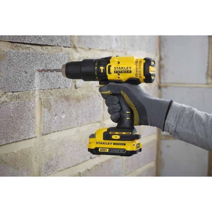 Taladro/atornillador de impacto inalámbrico - 18V - STANLEY FATMAX V20 - SFMCD711D22-QW - Sin escobillas - 50Nm - 2 baterías de 2Ah + cargador