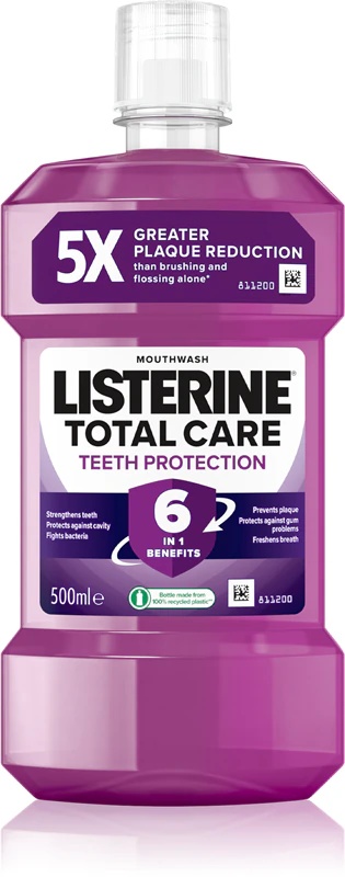 Ustna vodica Listerine Total Care Teeth Protection 6 v 1 za popolno zaščito zob.