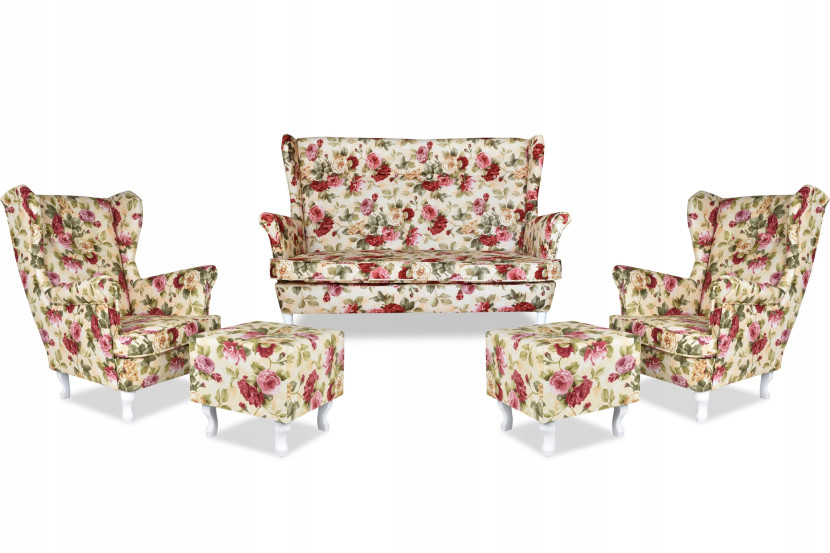 Zestaw wypoczynkowy uszak Ari Print sofa fotele Family Meble